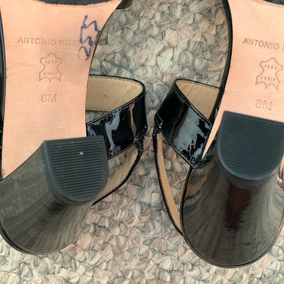 ANTONIO MELANI Black Strappy Heels with Chunky Heel - Picture 7 of 14